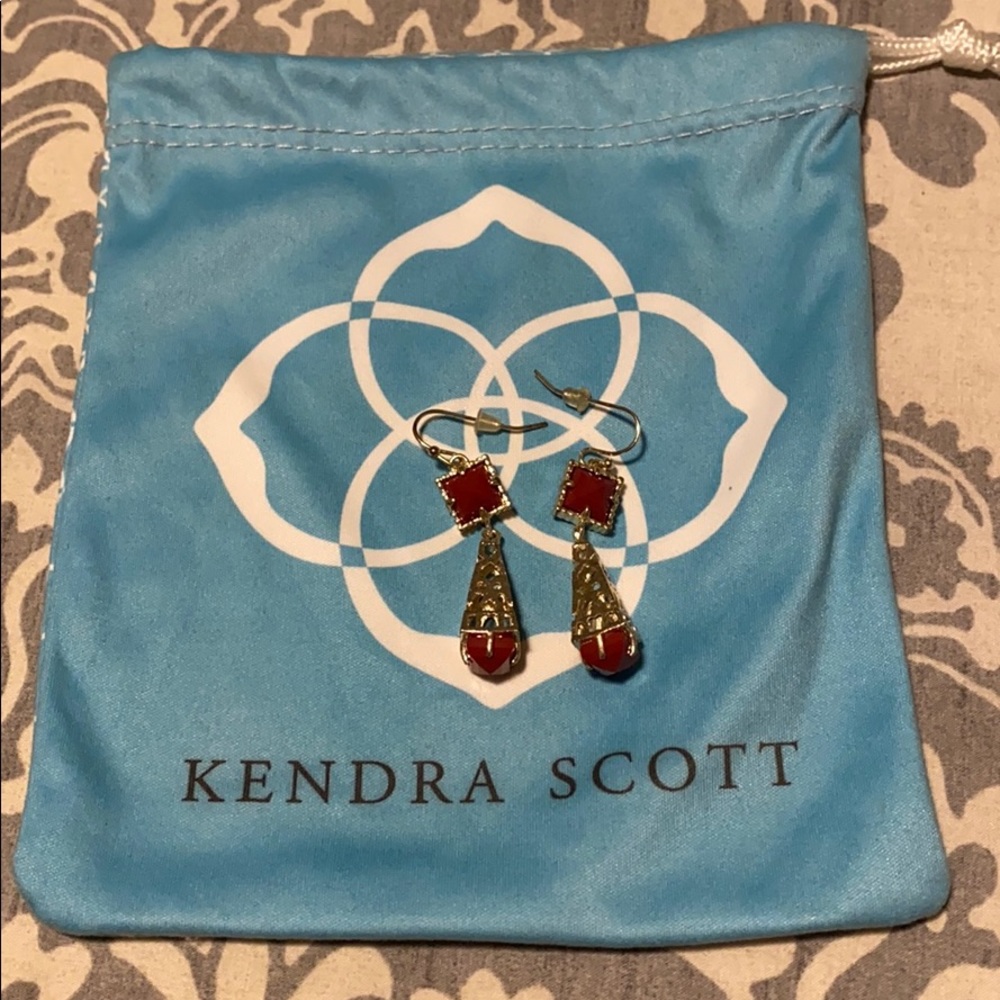 Kendra Scott earrings gold and burnt orange